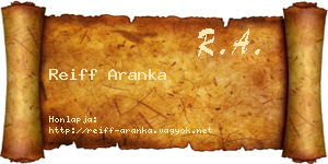 Reiff Aranka névjegykártya